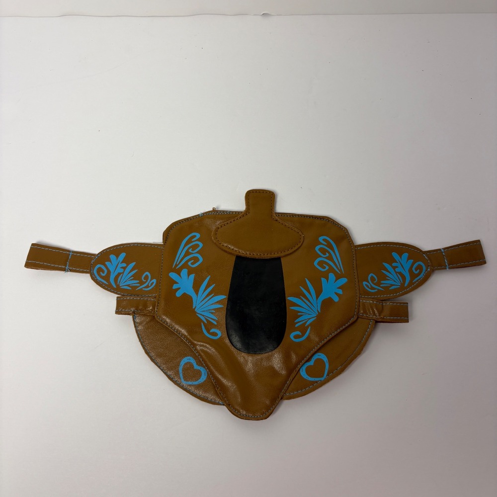 Build-A-Bear Workshop Brown Western Saddle Blue Floral Embroidery Horses Hearts